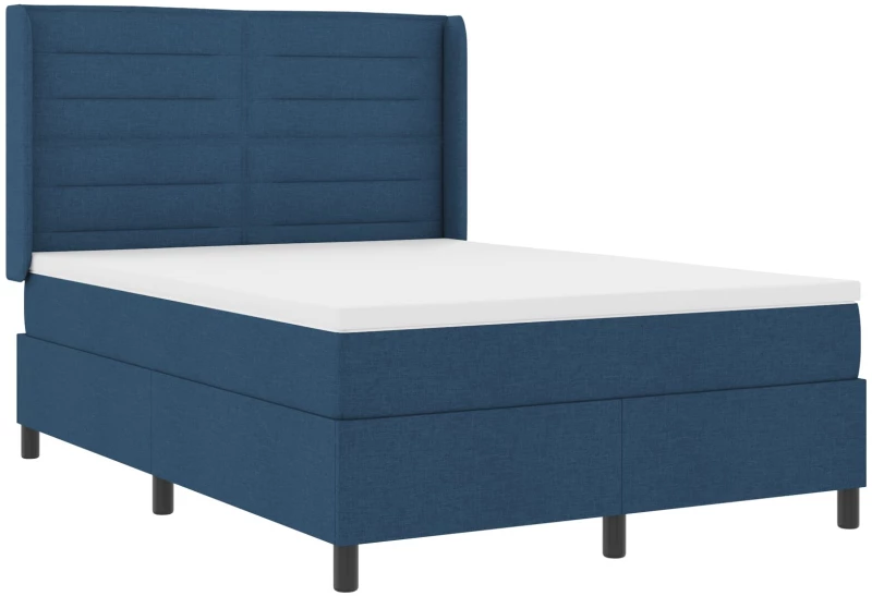 vidaXL Κρεβάτι Box Spring με Στρώμα & LED Μπλε 140x200 εκ Υφάσμα