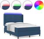 vidaXL Κρεβάτι Box Spring με Στρώμα & LED Μπλε 140x200 εκ Υφάσμα