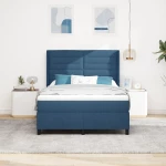 vidaXL Κρεβάτι Box Spring με Στρώμα & LED Μπλε 140x200 εκ Υφάσμα