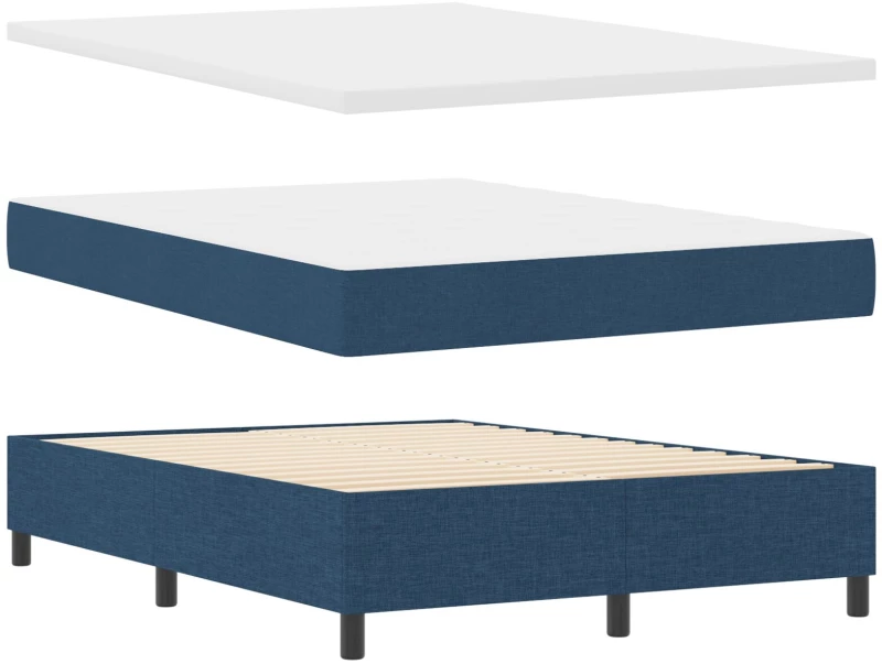 vidaXL Κρεβάτι Box Spring με Στρώμα & LED Μπλε 140x200 εκ Υφάσμα