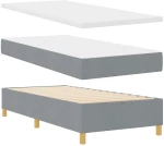 Κρεβάτι Box Spring με Στρώμα & Πάγκο vidaXL Γκρι Ανοιχτό 100x200 εκ. Ύφασμα