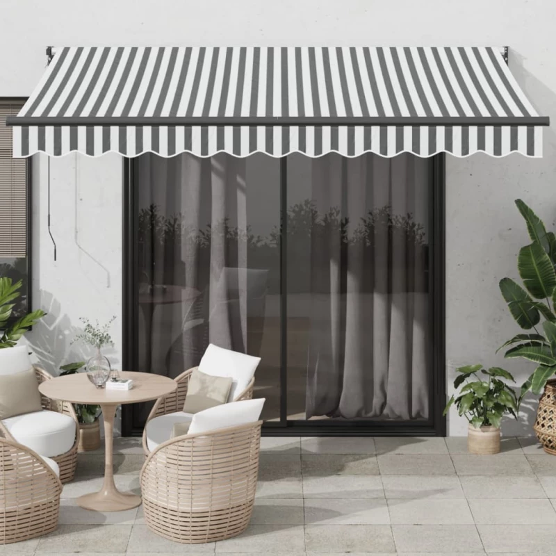 vidaXL Τέντα Πτυσσόμενη Ανθρακί και Λευκή 3,5x2,5μ. Ύφασμα / Αλουμίνιο