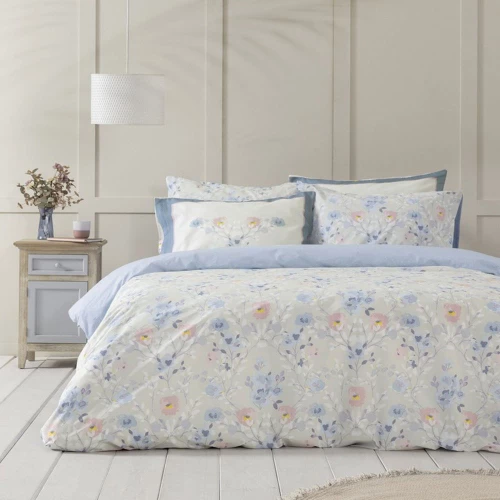 Σεντόνια Idylle (Σετ 4τμχ) Blue-Multi Nima King Size 270x280cm 100% Βαμβάκι