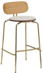 Σκαμπό Μπαρ Curious 5918-1C719-02 49.5x52x98.7cm Brass White Sands