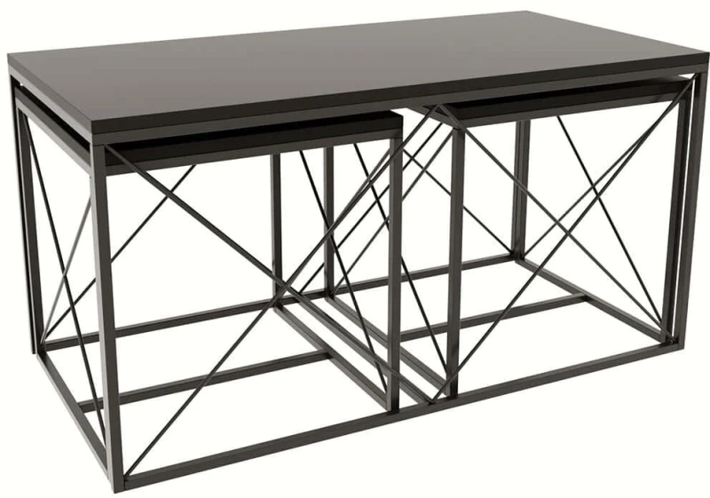 Ζιγκόν Defne (Σετ 3Τμχ) 854KLN2909 100x50x52/45x45x52cm Anthracite