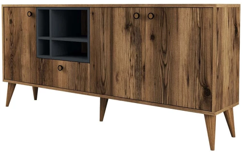 Μπουφές Napoli 845HCT5336 180x35x81cm Walnut Πλαστικό,Μοριοσανίδα