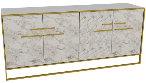 Μπουφές Polka 875ZNA3512 179,9x47,3x75cm Marble Effect White Μοριοσανίδα, Μελαμίνη