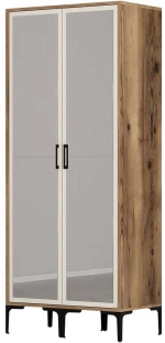 Ντουλάπα Δίφυλλη Kumsal 845HCT5436 80x47,5x201,4cm Walnut-Cream Δίφυλλη