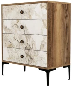 Συρταριέρα Lizbon 845HCT1203 76x40x90,7cm Marble Effect White-Walnut