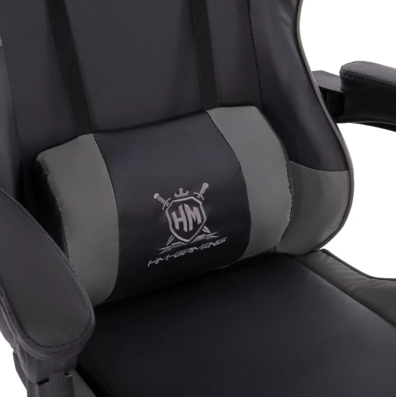 ΠΟΛΥΘΡΟΝΑ GAMING DARREN  ΜΑΥΡΟ-ΓΚΡΙ PVC & NYLON 51x49x125Υεκ.