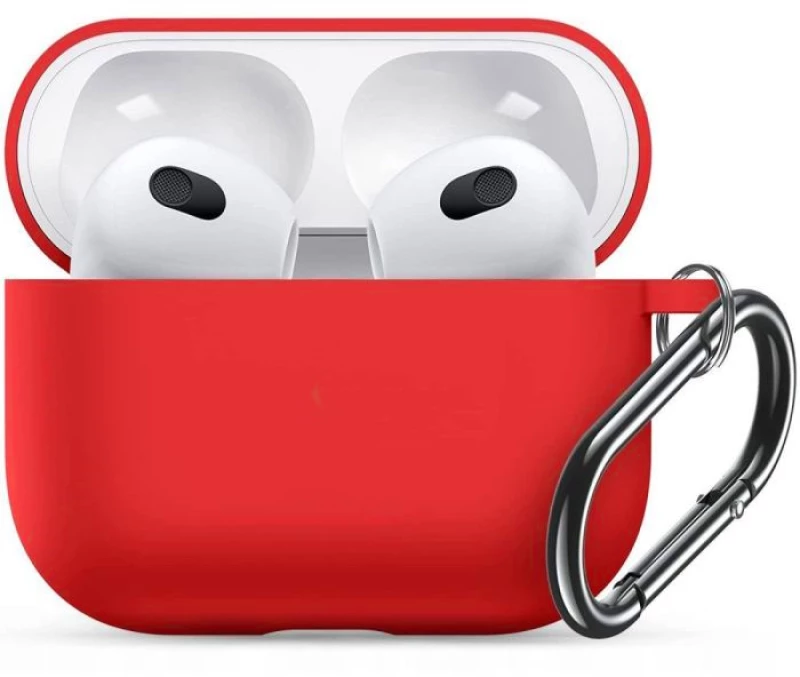 Θήκη TPU Σιλικόνης με Γάντζο για Airpods 3 - Κόκκινο