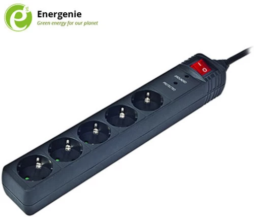 ENERGENIE Πολύμπριζο 1.5μ. Με 5 Θύρες Διακόπτη και Προστασία Τάσης - Μαύρο SPG5C5