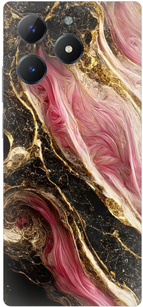 Marble Black-Pink Silicone Case θήκη για Realme C61 4G