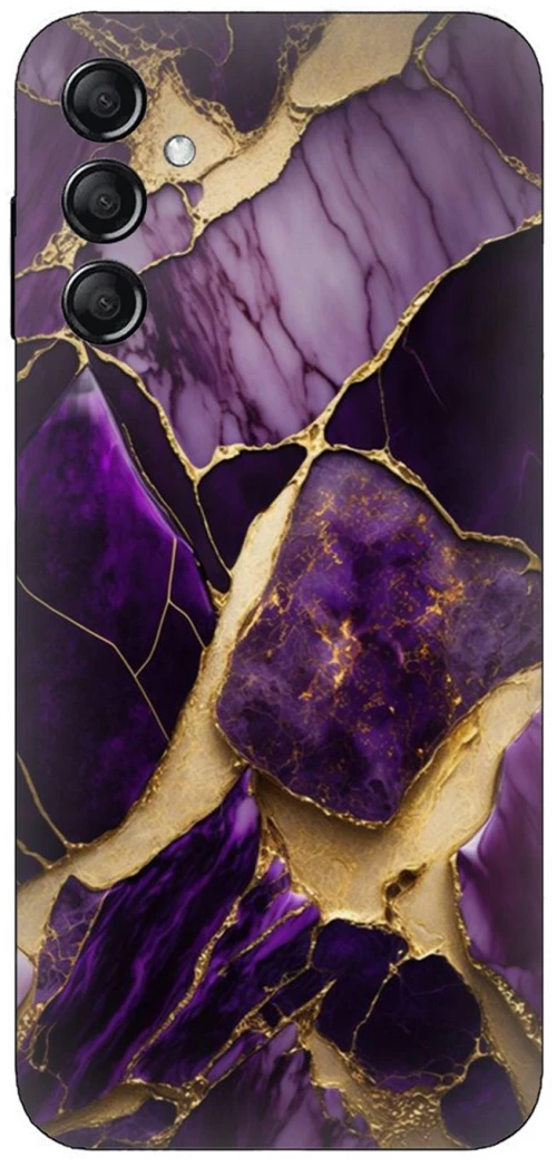 Marble Black-Purple Silicone Case θήκη για Samsung Galaxy M35 5G
