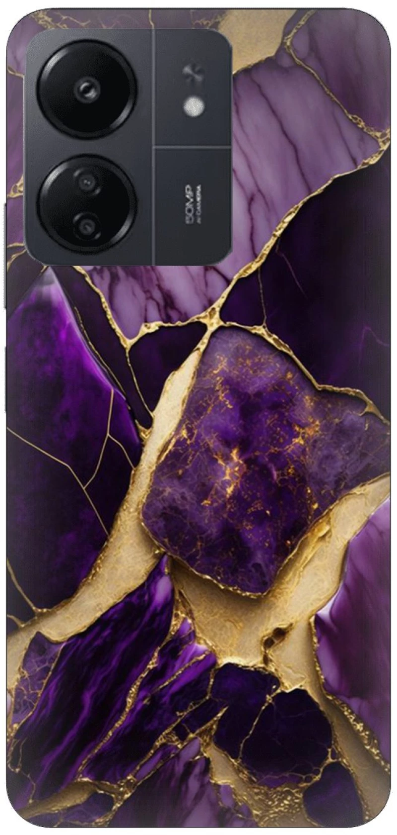 Marble Black-Purple Silicone Case θήκη για Xiaomi Redmi 13C 5G