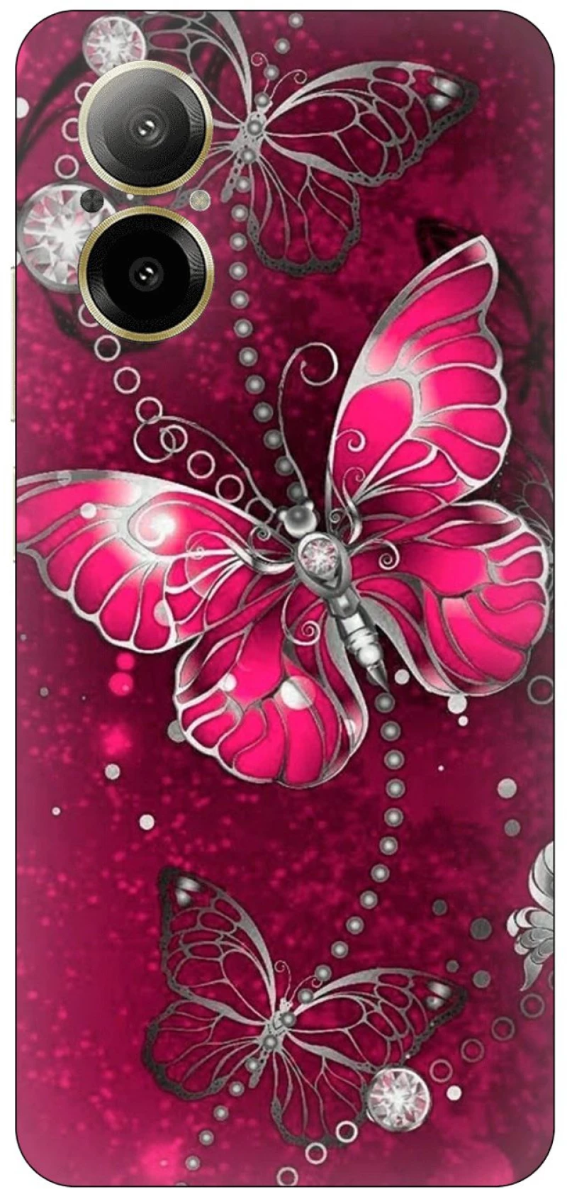 Butterfly Fuchsia Silicone Case θήκη για Realme C67