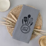 Πετσέτα Κουζίνας (50x70) Waffle Let's Cook Γκρι βαμβακερή Borea