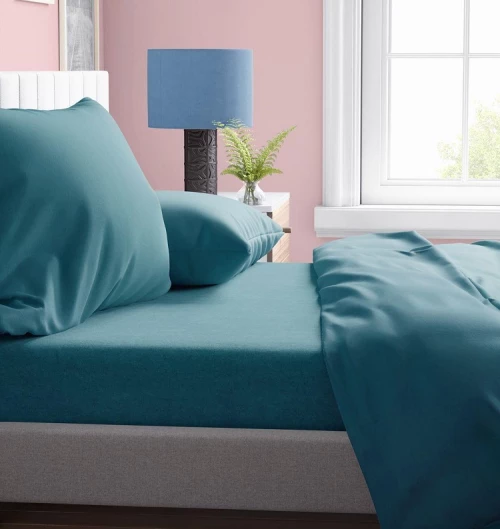 Σεντόνι King Size (240x270) Solid 494 Petrol βαμβακερό DimCol