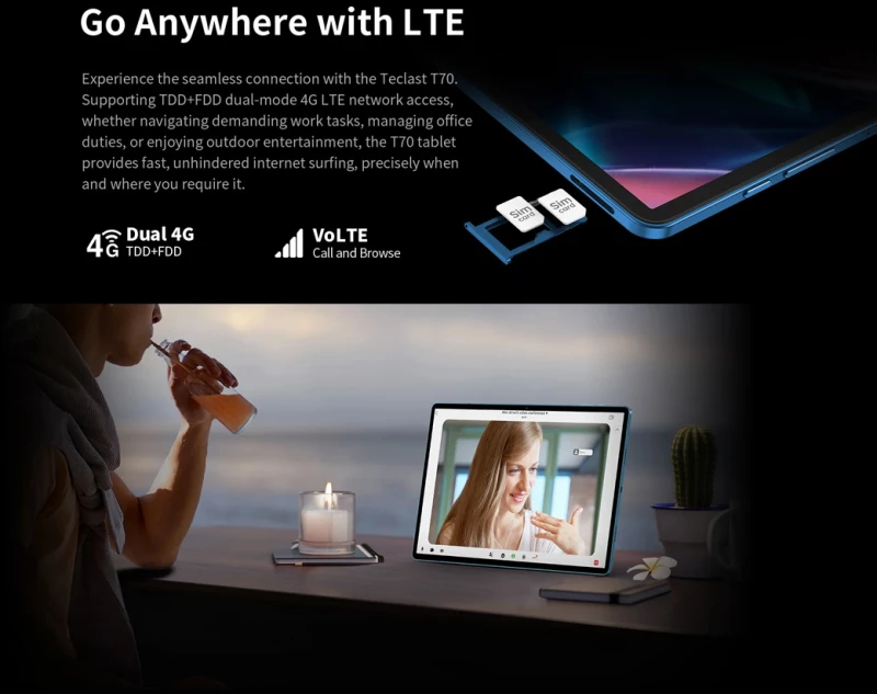 TECLAST tablet T70  14"  8/256GB  4G  Android 14  10000mAh  μπλε