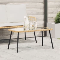 vidaXL Τραπεζάκι καφέ Φυσικό 90x45x42 εκ Πολυ ράτανα