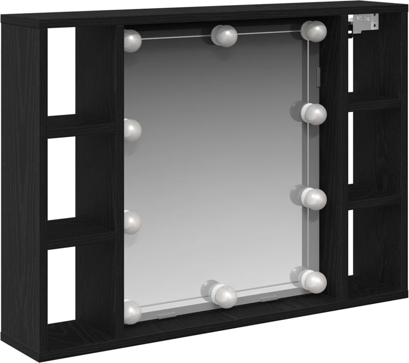 vidaXL Καθρέφτης Ντουλάπι LED - Μαύρη Δρυς - 76x15x55 εκ. - Κατασκευασμένο από Επεξεργασμένο Ξύλο