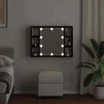 vidaXL Καθρέφτης Ντουλάπι LED - Μαύρη Δρυς - 76x15x55 εκ. - Κατασκευασμένο από Επεξεργασμένο Ξύλο