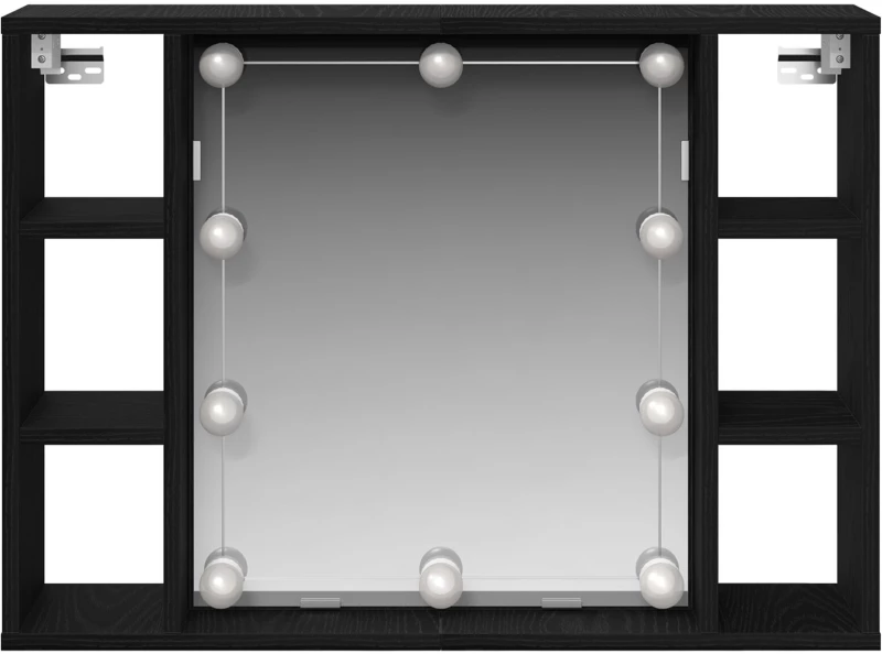 vidaXL Καθρέφτης Ντουλάπι LED - Μαύρη Δρυς - 76x15x55 εκ. - Κατασκευασμένο από Επεξεργασμένο Ξύλο