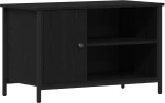 vidaXL Κάστρο Τηλεόρασης Μαύρο Δρυς 80x40x50 εκ Επεξεργασμένο Ξύλο και Χάλυβας