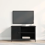 vidaXL Κάστρο Τηλεόρασης Μαύρο Δρυς 80x40x50 εκ Επεξεργασμένο Ξύλο και Χάλυβας