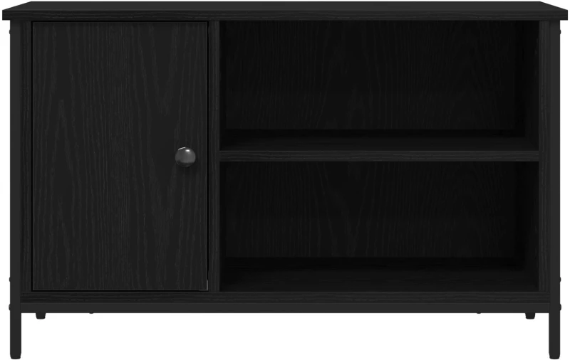 vidaXL Κάστρο Τηλεόρασης Μαύρο Δρυς 80x40x50 εκ Επεξεργασμένο Ξύλο και Χάλυβας