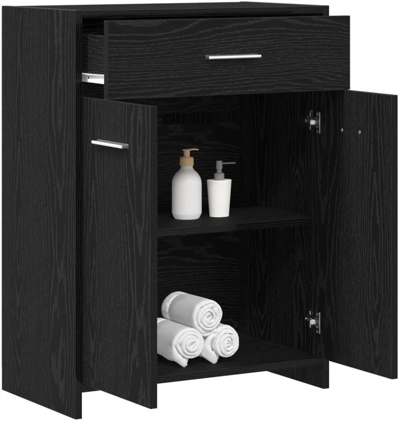 vidaXL Ντουλάπα Μπάνιου Μαύρη Δρυς 60x33x80 εκ. Ξύλο Επεξεργασμένο