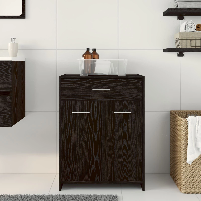 vidaXL Ντουλάπα Μπάνιου Μαύρη Δρυς 60x33x80 εκ. Ξύλο Επεξεργασμένο