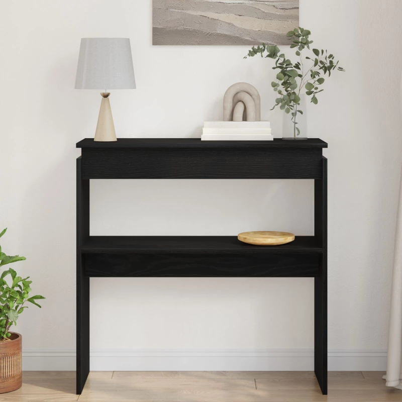vidaXL Κονσόλα Μαύρη Δρυς 80x30x80 εκ. Φτιαγμένη από ξύλο