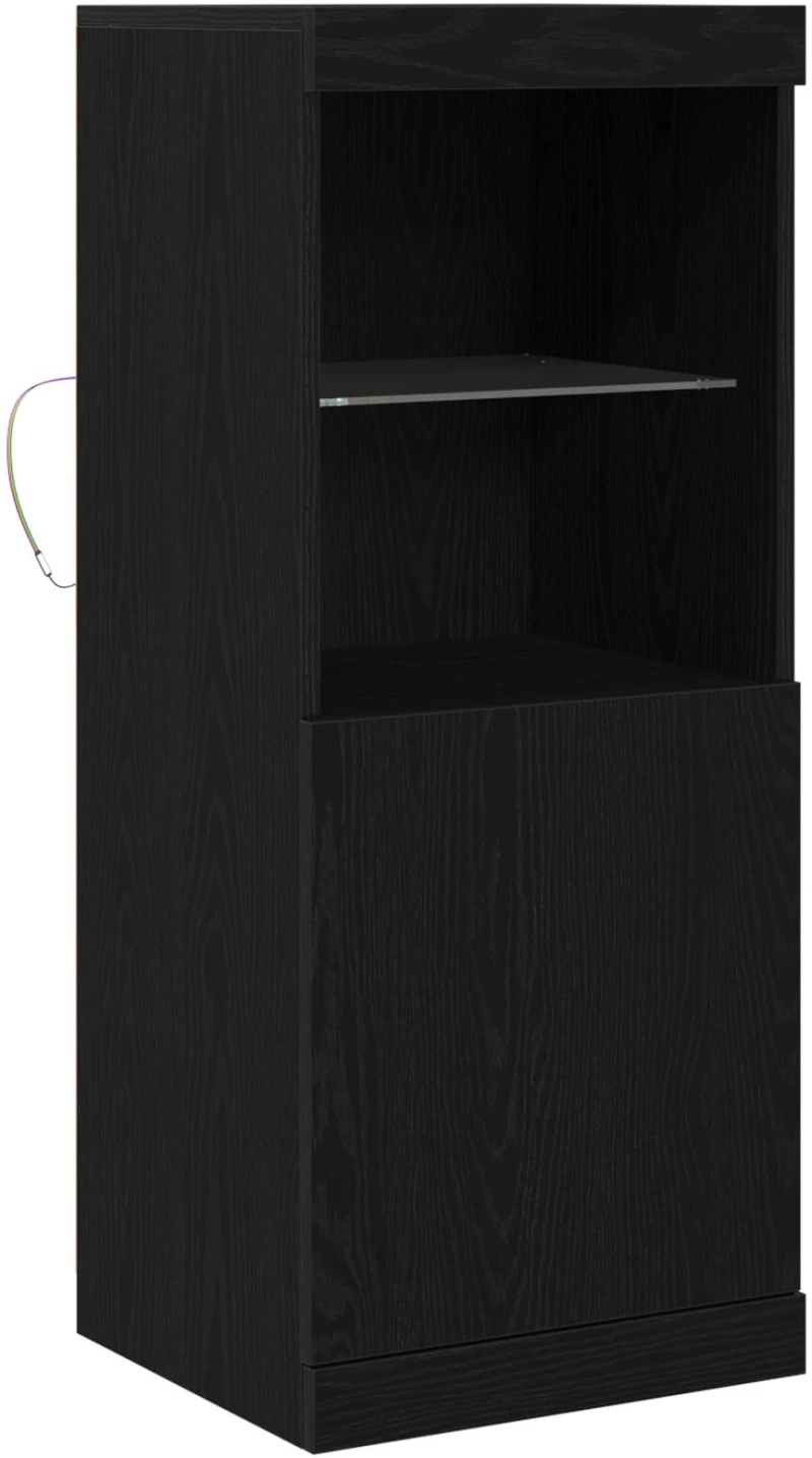 vidaXL Μπουφές με LED Φώτα Μαύρος Δρυς 41x37x100 εκ.