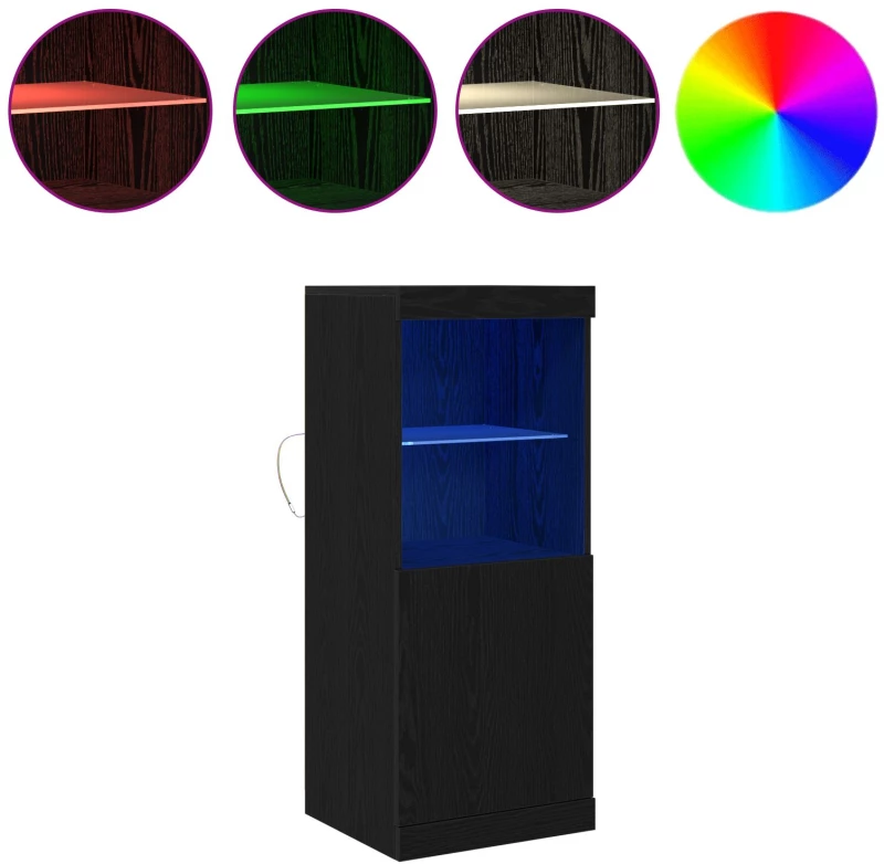 vidaXL Μπουφές με LED Φώτα Μαύρος Δρυς 41x37x100 εκ.