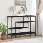 vidaXL Κονσόλα Μαύρη Δρυς 100x35x75 εκ Επεξεργασμένο Ξύλο και Ατσάλι