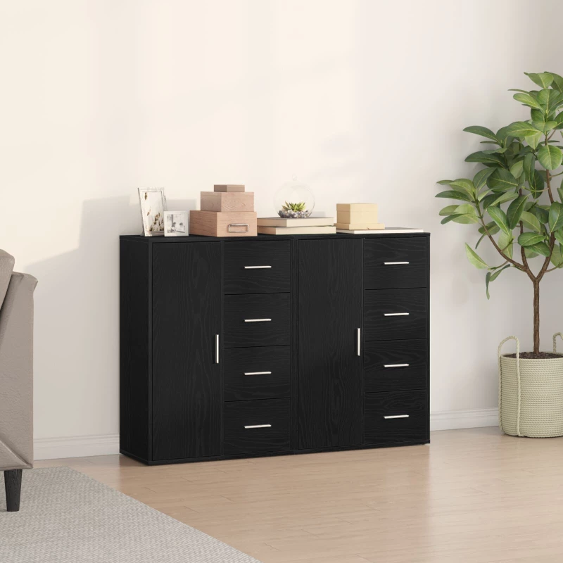 vidaXL Μπουφέδες 2 τεμ Μαύρος Δρυς 60x31x84 εκ Συνθετικό ξύλο