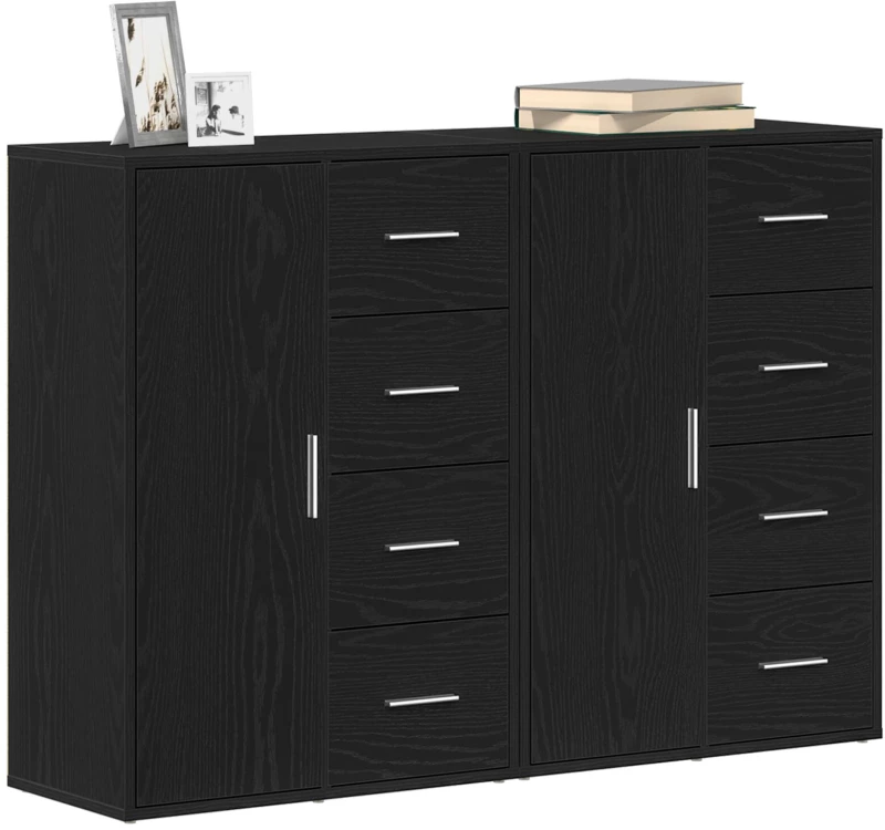 vidaXL Μπουφέδες 2 τεμ Μαύρος Δρυς 60x31x84 εκ Συνθετικό ξύλο