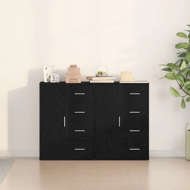 vidaXL Μπουφέδες 2 τεμ Μαύρος Δρυς 60x31x84 εκ Συνθετικό ξύλο