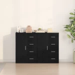 vidaXL Μπουφέδες 2 τεμ Μαύρος Δρυς 60x31x84 εκ Συνθετικό ξύλο