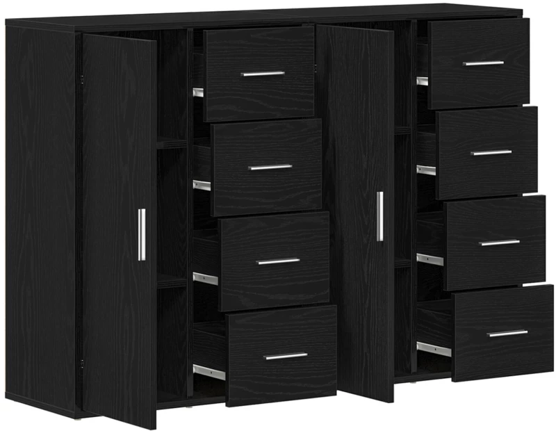 vidaXL Μπουφέδες 2 τεμ Μαύρος Δρυς 60x31x84 εκ Συνθετικό ξύλο