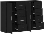 vidaXL Μπουφέδες 2 τεμ Μαύρος Δρυς 60x31x84 εκ Συνθετικό ξύλο