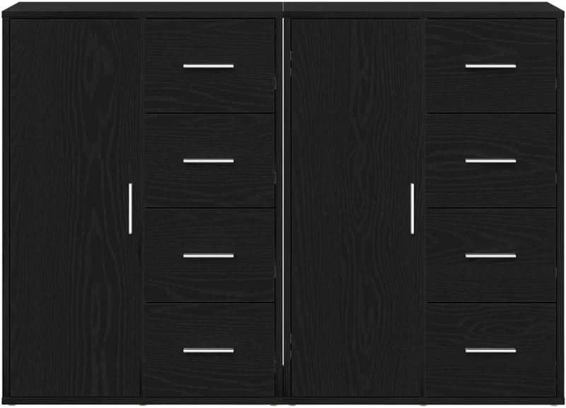 vidaXL Μπουφέδες 2 τεμ Μαύρος Δρυς 60x31x84 εκ Συνθετικό ξύλο