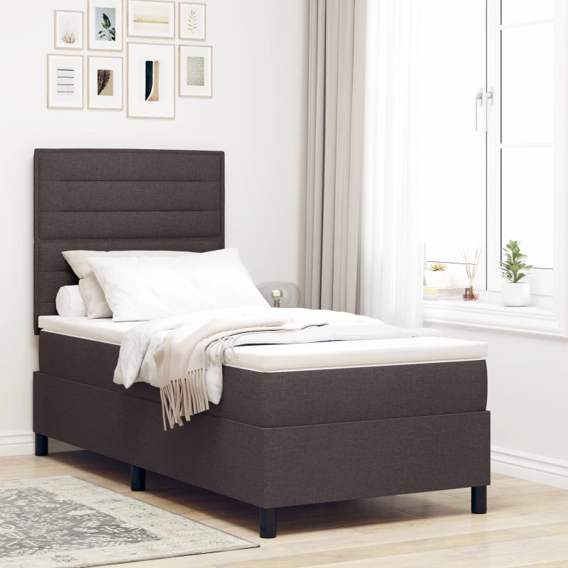 vidaXL Κρεβάτι Με Σπαστό Στρώμα Σκούρο Καφέ 90x200 cm Ύφασμα