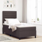 vidaXL Κρεβάτι Με Σπαστό Στρώμα Σκούρο Καφέ 90x200 cm Ύφασμα
