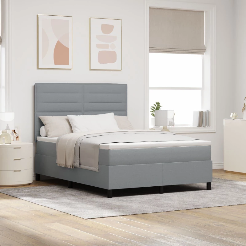 vidaXL Κρεβάτι Box Spring με Στρώμα Ανοιχτό Γκρι 160x200 cm Υφάσματος