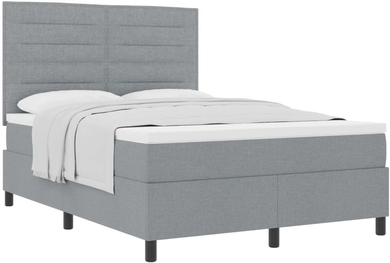 vidaXL Κρεβάτι Box Spring με Στρώμα Ανοιχτό Γκρι 160x200 cm Υφάσματος