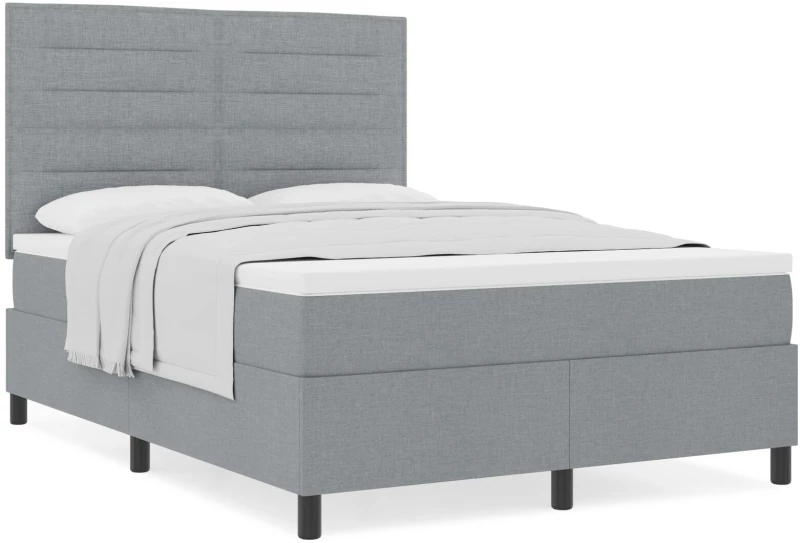 vidaXL Κρεβάτι Box Spring με Στρώμα Ανοιχτό Γκρι 160x200 cm Υφάσματος