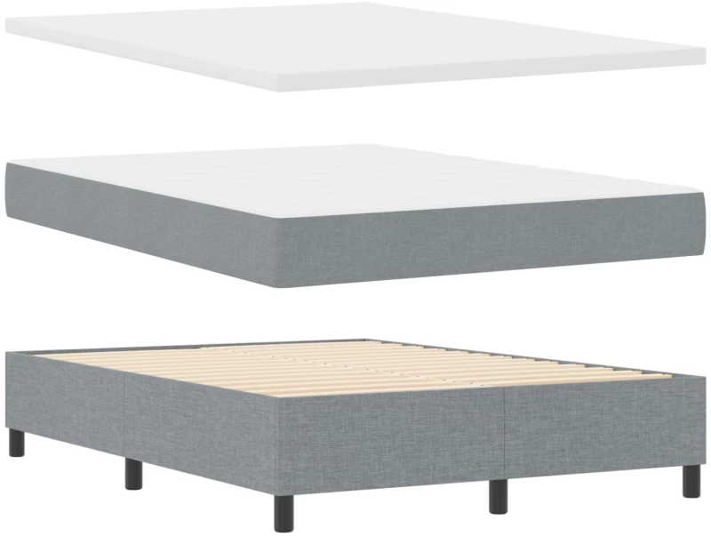 vidaXL Κρεβάτι Box Spring με Στρώμα Ανοιχτό Γκρι 160x200 cm Υφάσματος