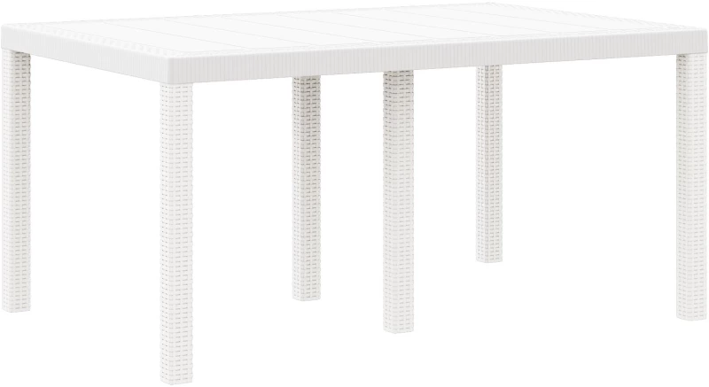 vidaXL Κήπου Τραπέζι Λευκό 150x100x73 εκ Πλαστικό Ράττα